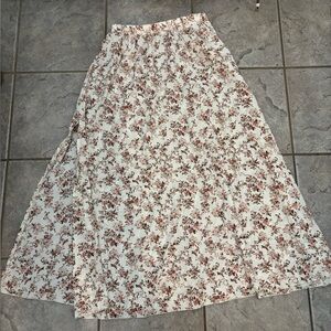 Floral Maxi Skirt - Cream and Pink